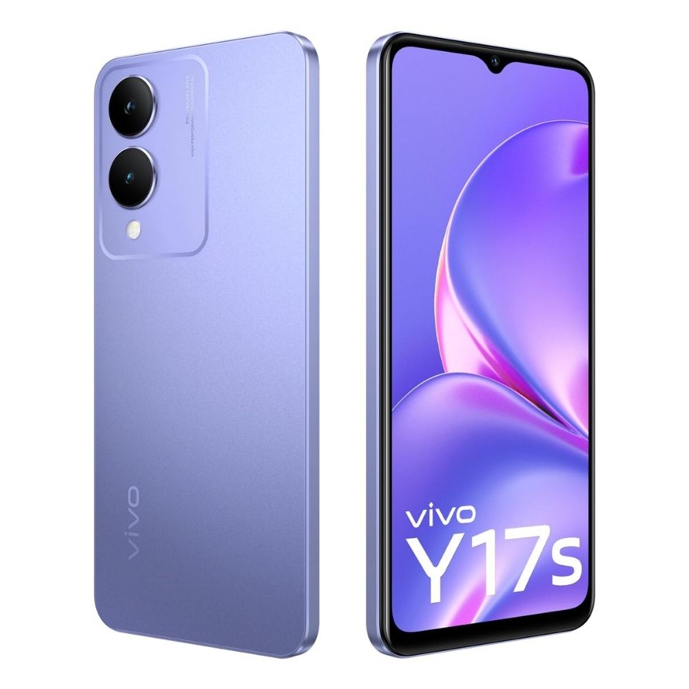 Vivo Y Series Y17s 4G Dual Sim Smartphone (4GB RAM, 128GB Storage) 6.56 inch HD+ Display|MediaTek Helio G85 Processor|5000mAh Battery (Glitter Purple)